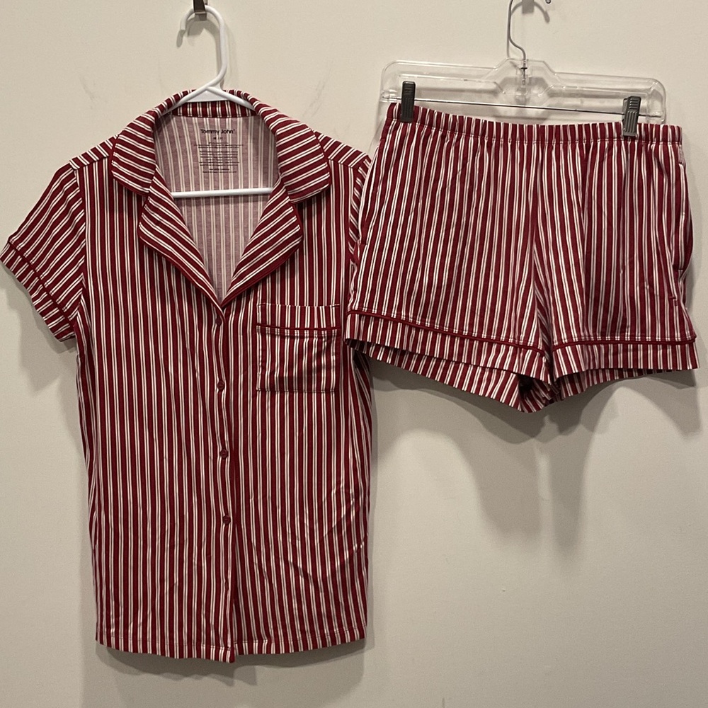 Tommy John Red and White Striped pj set